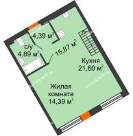 1 комнатная квартира 61,14 м² в ЖК DOK (ДОК), дом ГП-1.2 - планировка