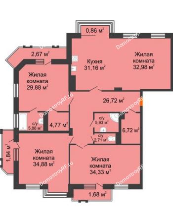 4 комнатная квартира 223,01 м² - ЖК На ул. Буденного, 182