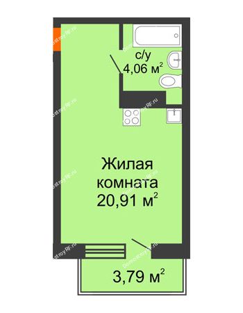 Студия 24,97 м² в ЖК Заречный, дом ГП-49