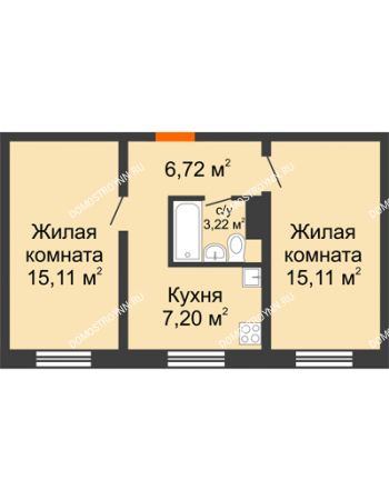 2 комнатная квартира 47,36 м² в ЖК Мончегория, дом № 5