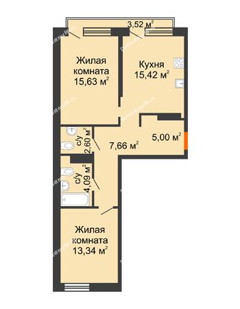 2 комнатная квартира 64,8 м² в Микрорайон Видный	, дом ГП-20