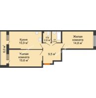 2 комнатная квартира 64,2 м² в ЖК Самолет, дом 4 очередь - Литер 22 - планировка