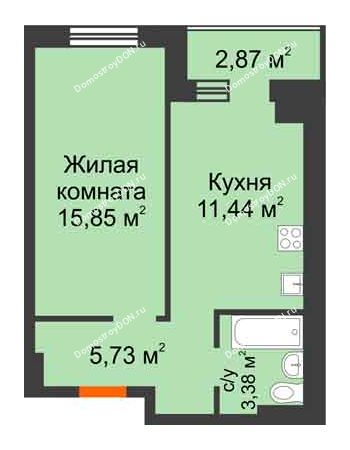 1 комнатная квартира 37,26 м² в Микрорайон Прибрежный, дом № 6