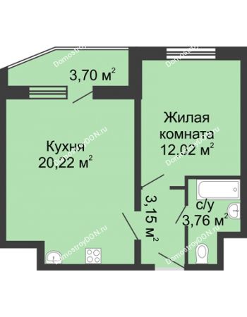 1 комнатная квартира 41,06 м² в ЖК Французский квартал, дом Корпус 6-11