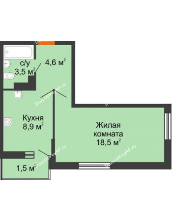 1 комнатная квартира 36,6 м² - ЖК Акварели-3