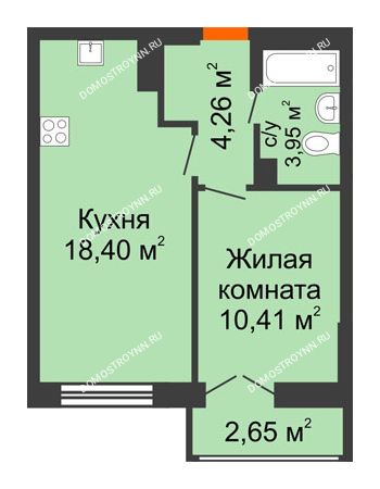 1 комнатная квартира 37,82 м² - ЖК КМ Флагман