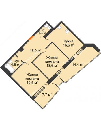 2 комнатная квартира 88,4 м² - ЖК DEVELOPMENT PLAZA