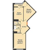 1 комнатная квартира 39,1 м², ЖК Сердце - планировка