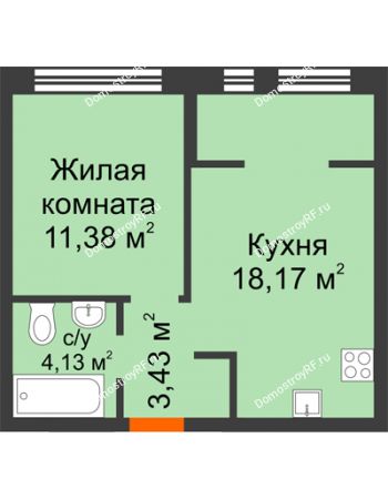 1 комнатная квартира 37,11 м² в Микрорайон Звездный, дом ГП-1 (Дом "Меркурий")