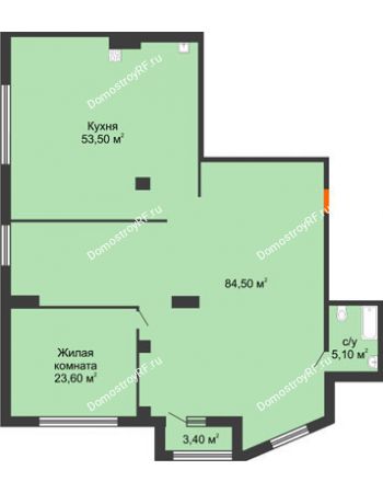 1 комнатная квартира 166,9 м² - ЖК ROLE CLEF