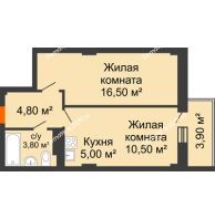 2 комнатная квартира 41,91 м² в ЖК Сокол Градъ, дом Литер 3 - планировка