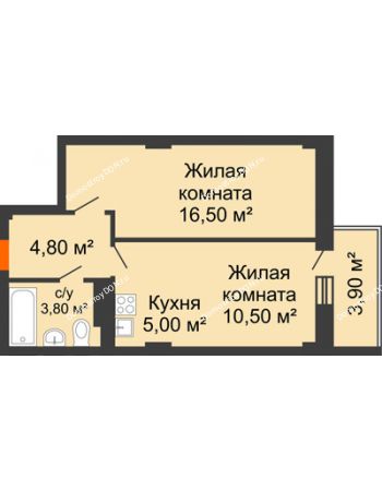 2 комнатная квартира 41,91 м² в ЖК Сокол Градъ, дом Литер 3 (6)