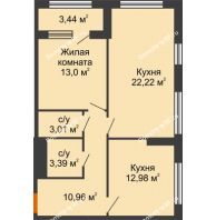 2 комнатная квартира 67,28 м², ЖК Гран-При - планировка