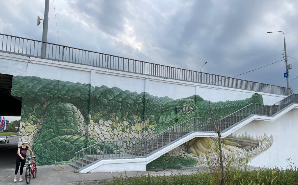 Граффити крокодила вернули на Канавинский мост в Нижнем Новгороде