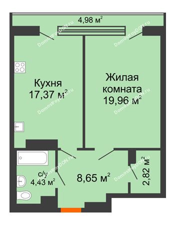 1 комнатная квартира 58,26 м² - ЖК Царское село