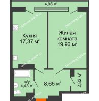 1 комнатная квартира 58,26 м², ЖК Царское село - планировка