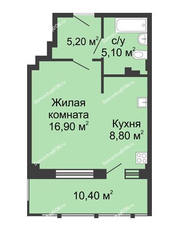 1 комнатная квартира 46,4 м² в ЖК Мега, дом № 2
