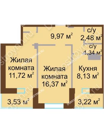 2 комнатная квартира 53,4 м² - ЖД Каскад на Даргомыжского