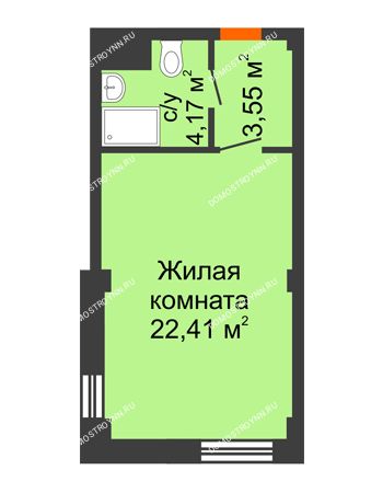 Студия 30,13 м² - Апартаменты Бирюза в Гордеевке