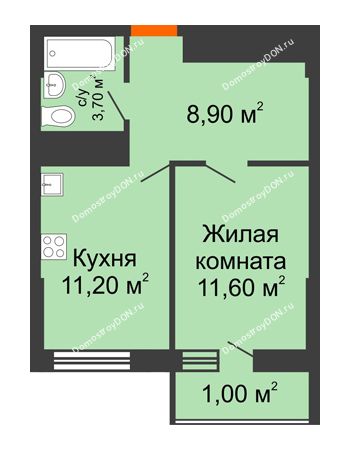 1 комнатная квартира 36,4 м² - ЖК Клубный дом на Мечникова
