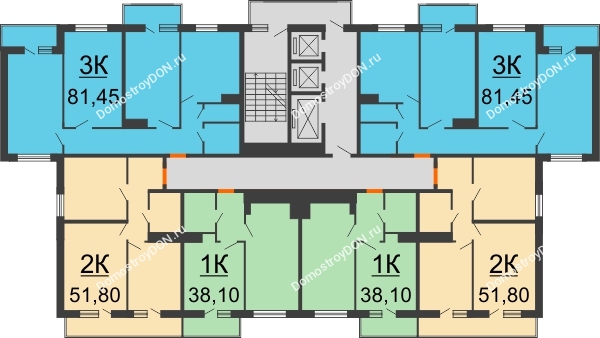 Планировка 11 этажа в доме Литер 2, 3 этап в ЖК SkyPark (Скайпарк)