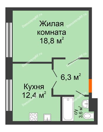 1 комнатная квартира 41,8 м² в Архитектурный Ансамбль Вознесенский, дом Собенникова