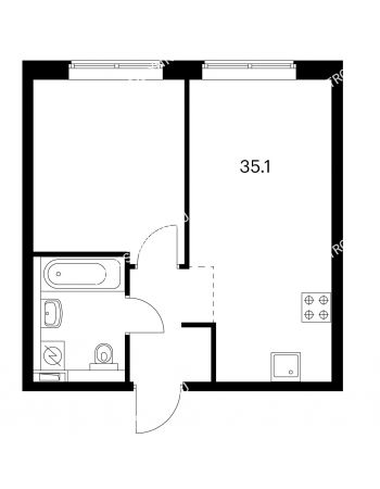1 комнатная квартира 35,1 м² в ЖК Савин парк, дом корпус 3