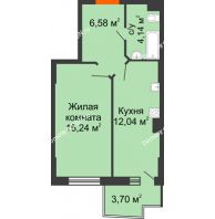 1 комнатная квартира 39,11 м² в ЖК Сердце Ростова 2, дом Литер 1 - планировка